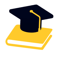 Graduation cap with book